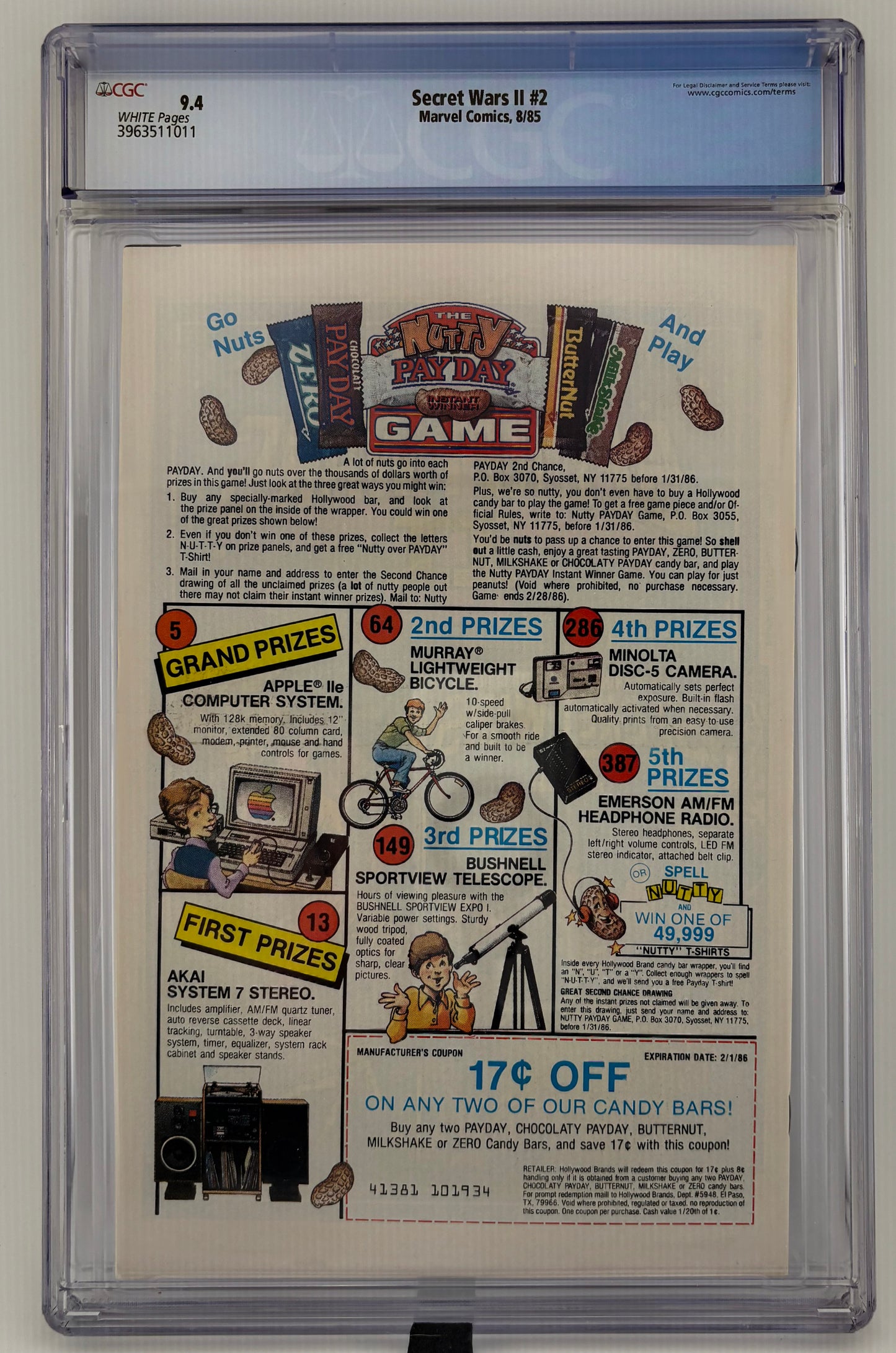 CGC 9.4 Secret Wars II #2