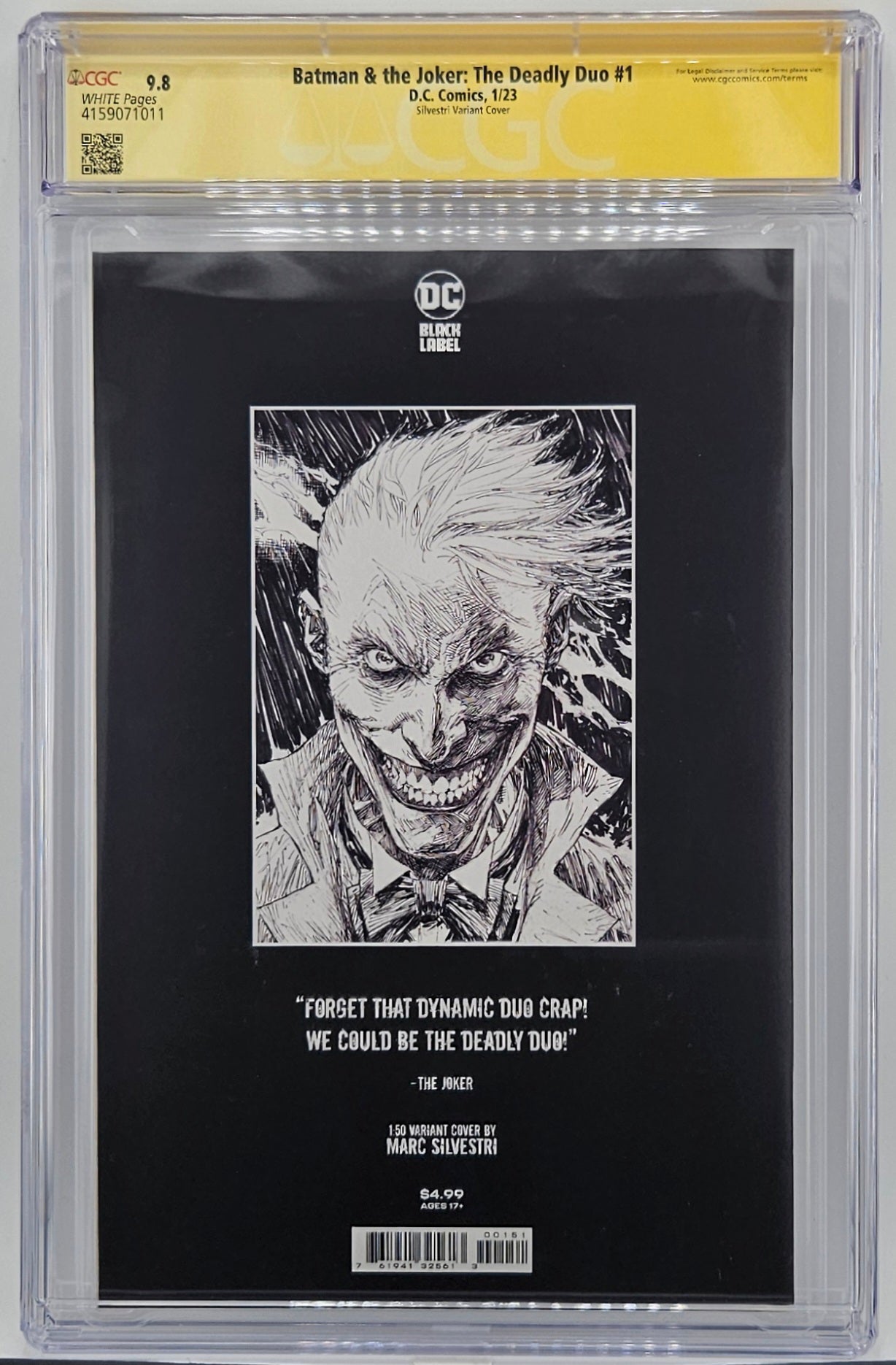 CGC SS 9.8 Batman & the Joker: The Deadly Duo #1 - Silvestri Sketch