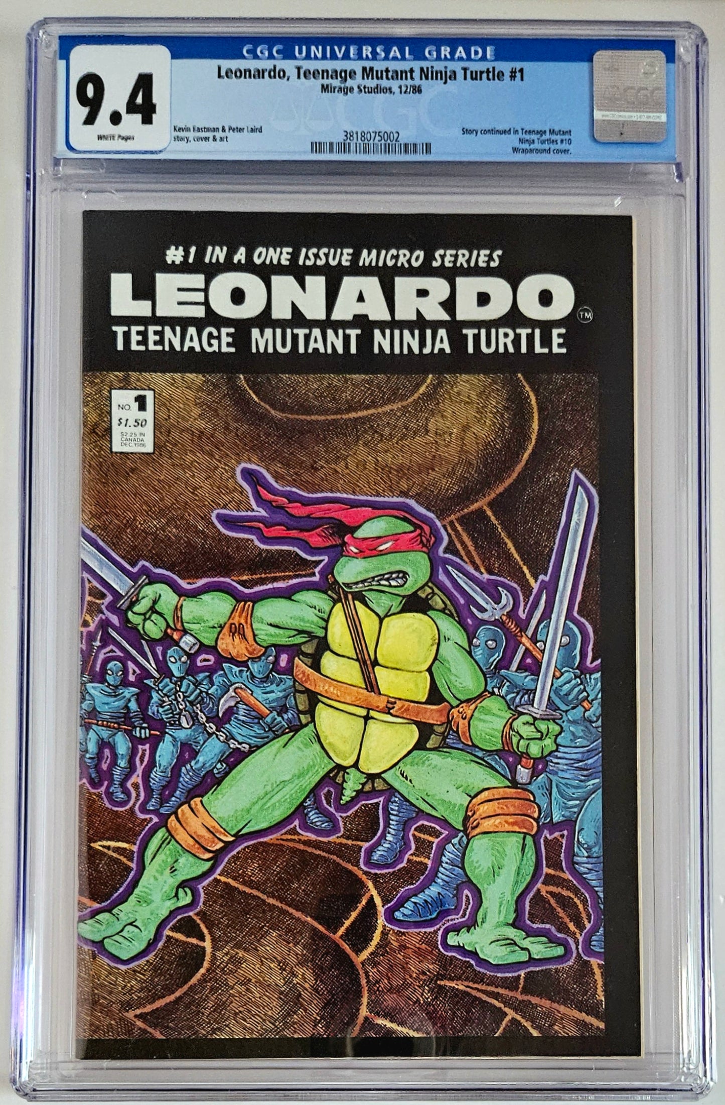 CGC 9.4 Leonardo, Teenage Mutant Ninja Turtle #1