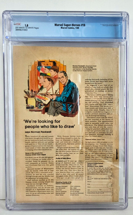 CGC 1.8 Marvel Super-Heroes #18