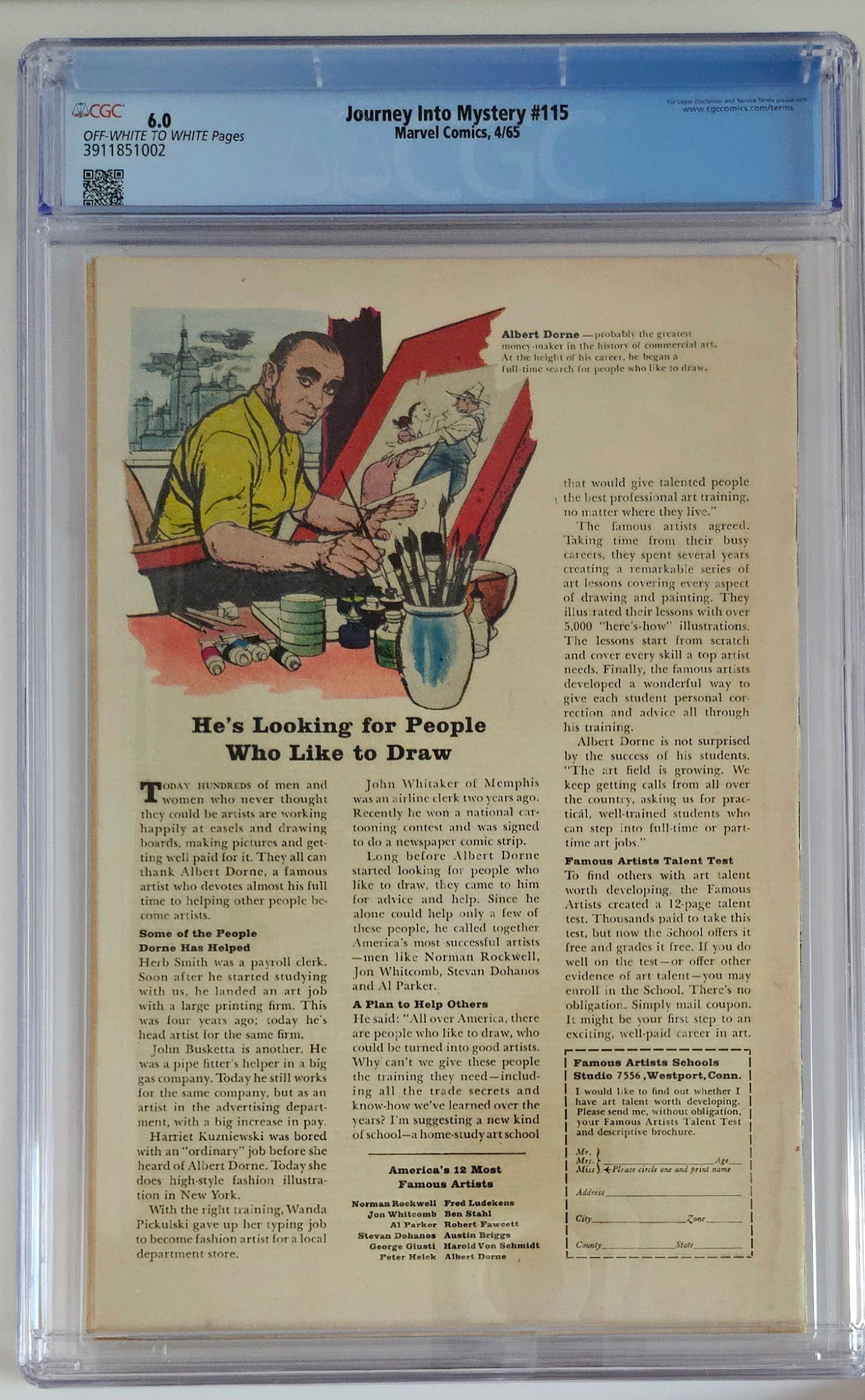 CGC 6.0 Journey Into Mystery #115