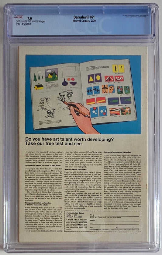 CGC 7.0 Daredevil #61