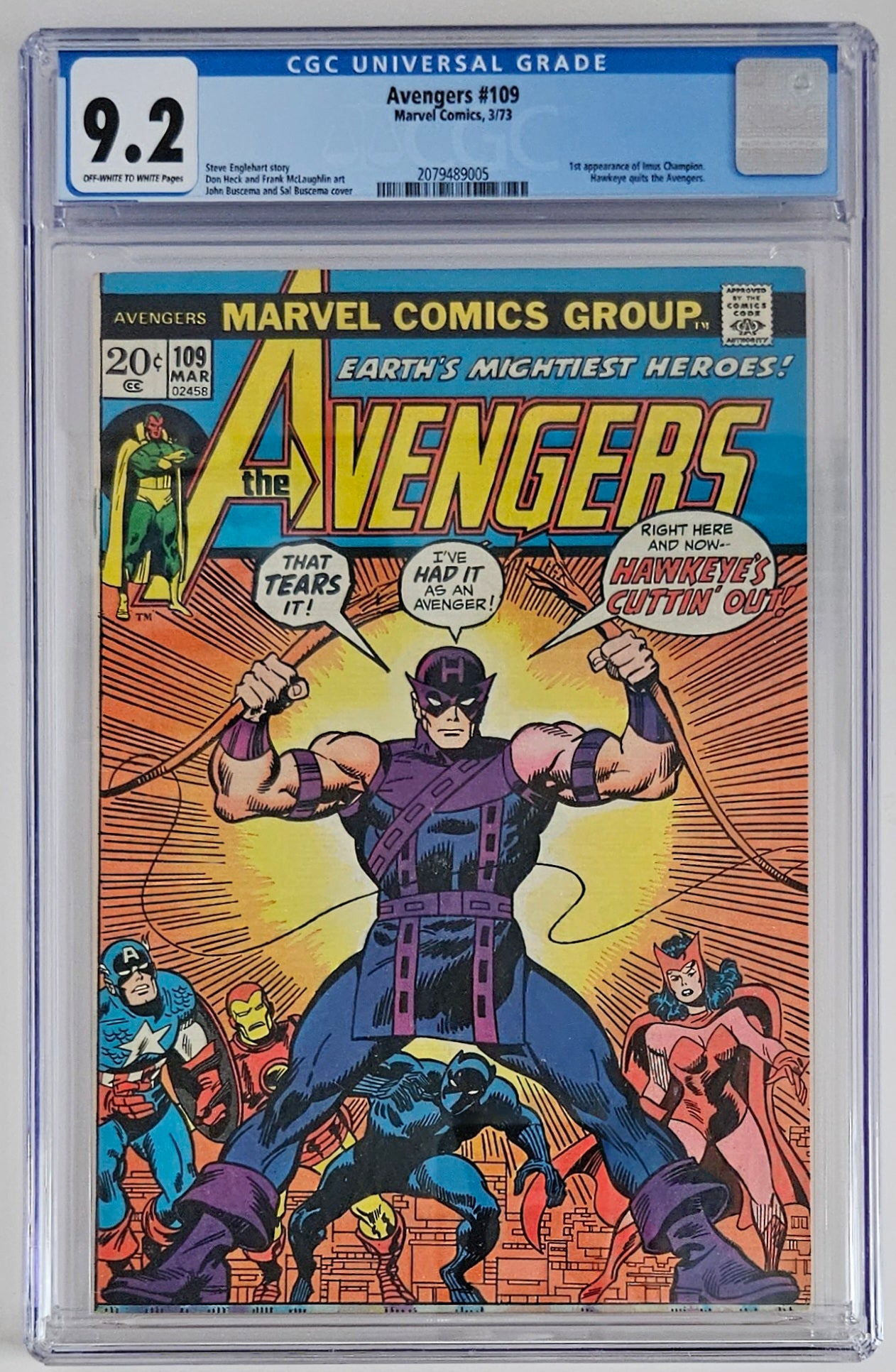 CGC 9.2 Avengers #109
