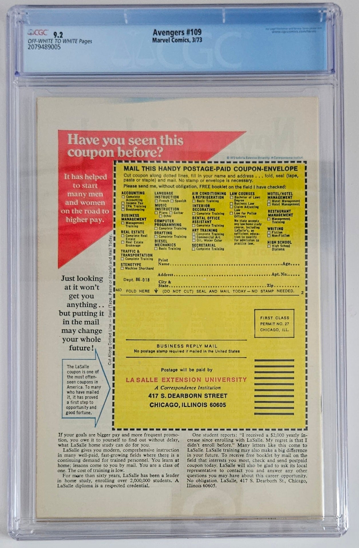 CGC 9.2 Avengers #109