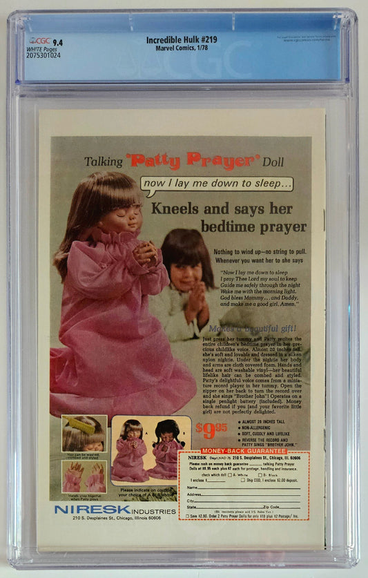 CGC 9.4 Incredible Hulk #219