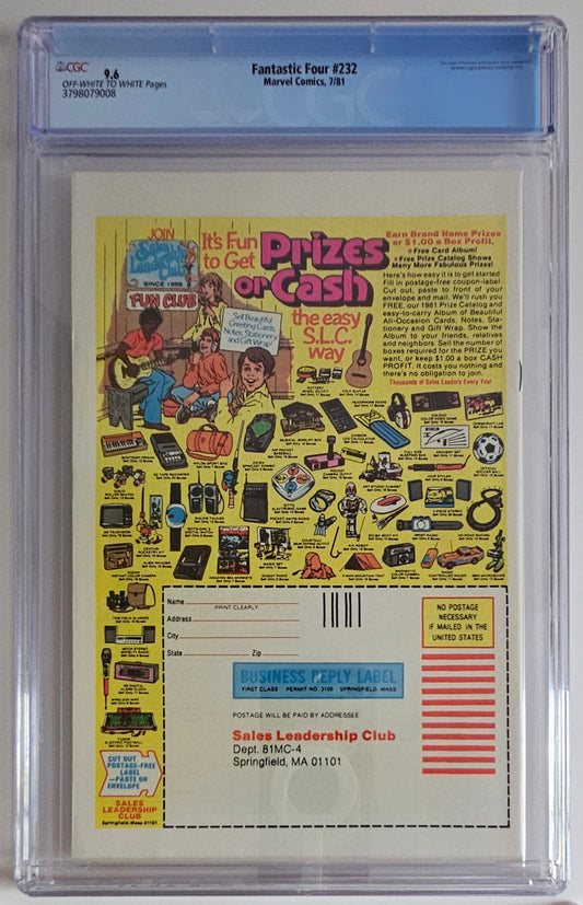CGC 9.6 Fantastic Four #232