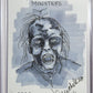 Here Walks Monsters - Zombie Sketch Card - Tina Michele
