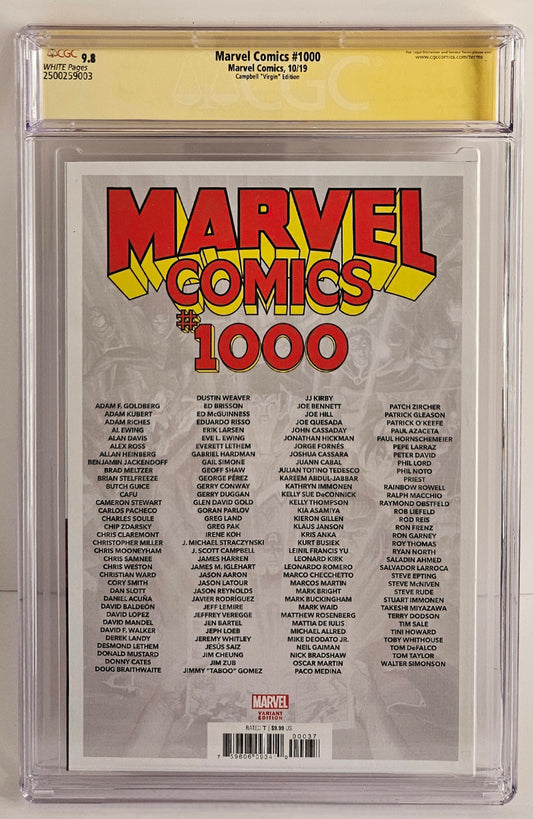CGC SS 9.8 Marvel Comics #1000 JSCampbell