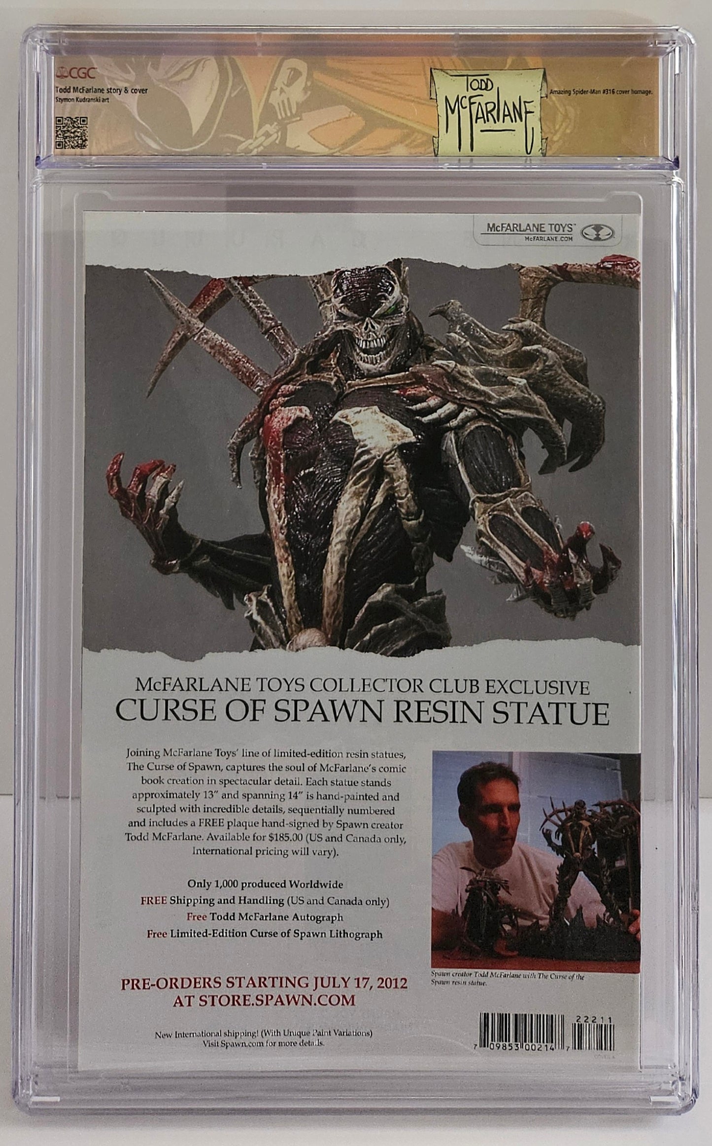 CGC SS 9.8 Spawn #222 - Todd McFarlane