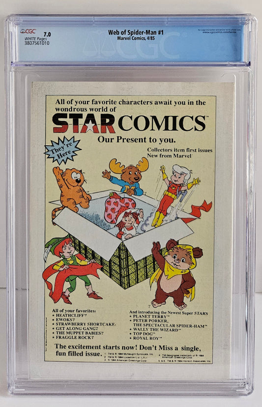 CGC 7.0 Web of Spider-Man #1